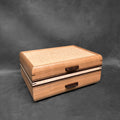 Signature Sophisticated Jewelry Chest Cherry with Curly maple lid Walnut, Wenge and Curly Maple Stripes