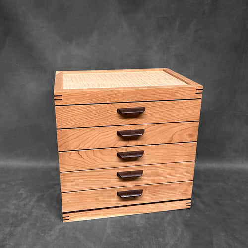 SELECT 5-Drawer Jewelry Chest in Cherry with Curly Maple Lid