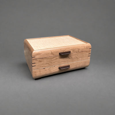 Sophisticated Jewelry Chest — Cherry with Curly Maple Lid