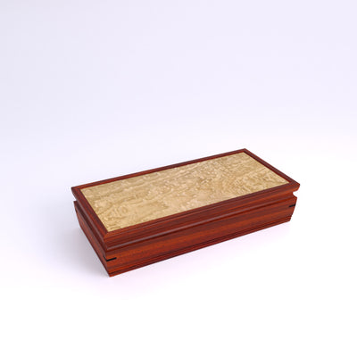 Wooden handmade Sentinel Jewelry Box Padauk Tamo Ash by Mikutowski Woodworking