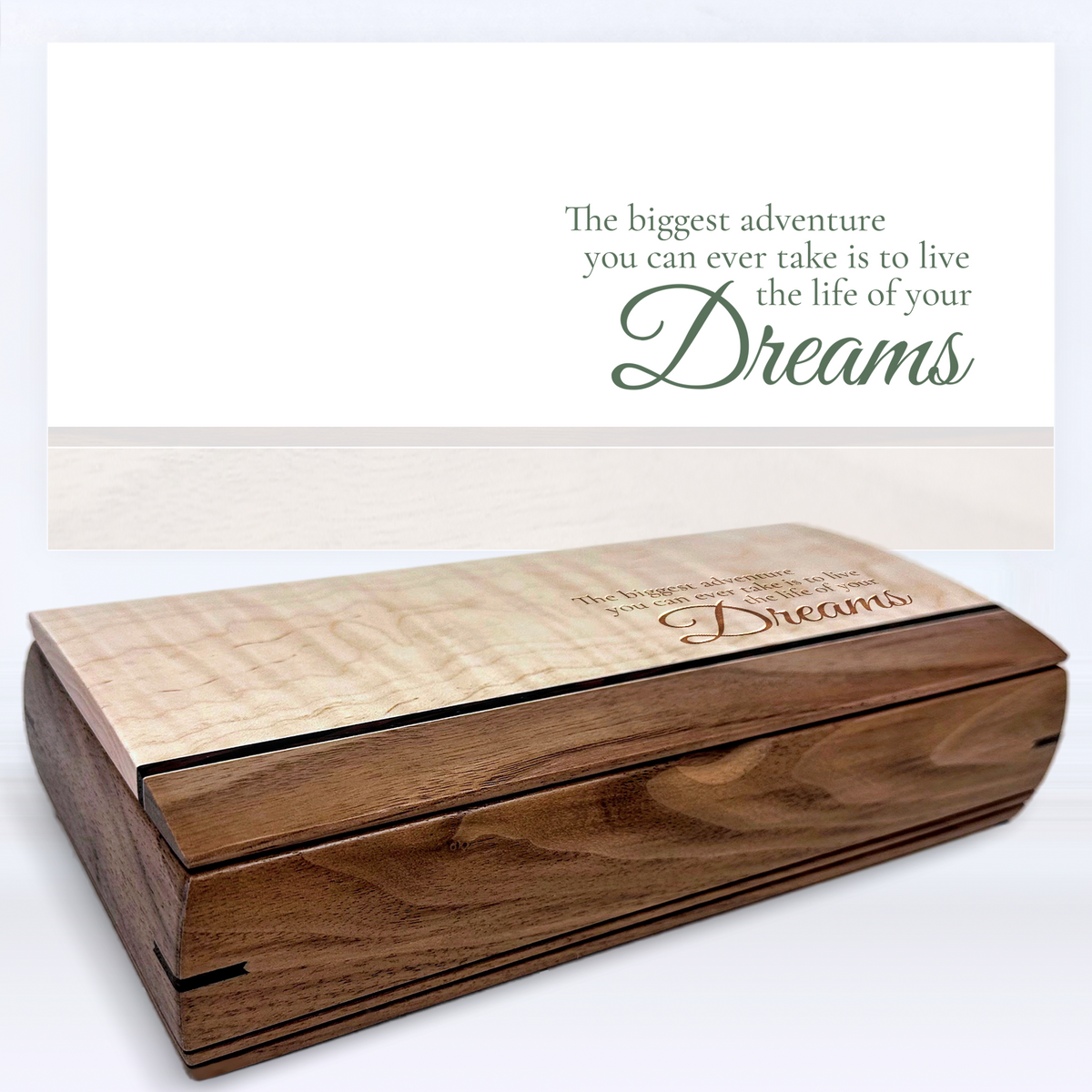 Engraved Wooden Cache Box for Graduation Gift - Adventure Quote Design –  Mikutowski Woodworking