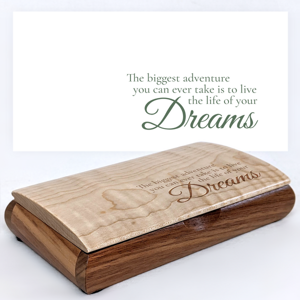 Adventure Quote, Bold Lettering Engraved Keepsake Box — Graduation
