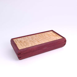 Wooden handmade Small Valet Box Purpleheart Quilted Maple by Mikutowski Woodworking