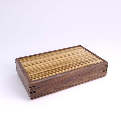 Wooden handmade Large Valet Box Walnut Zebrawood by Mikutowski Woodworking