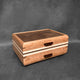 SELECT Sophisticated Jewelry Chest Cherry with Swirled Walnut Lid and Curly Maple and Walnut Stripes
