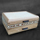 SELECT Sophisticated Jewelry Chest Cherry with Curly maple lid and Walnut and maple stripes with Crisscross Accent