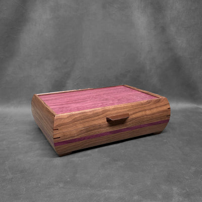 Signature Elegance Jewelry Box Walnut with Purpleheart Lid Purpleheart Stripe #1