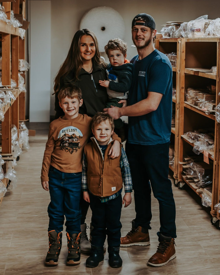 The Mikutowski Woodworking family in the shop