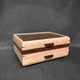 SELECT Sophisticated Jewelry Chest Birdseye Maple with Swirled Walnut Lid Bubinga and Walnut Stripes
