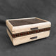 SELECT Sophisticated Jewelry Chest Birdseye maple with Swirled Walnut Lid, Triple Check Inlay and Wenge and Walnut Stripes