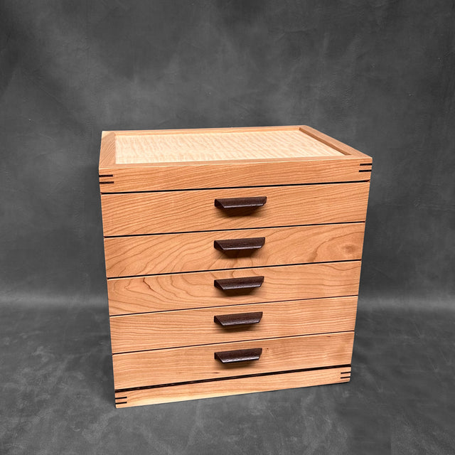 SELECT 5-Drawer Jewelry Chest in Cherry with Curly Maple Lid