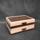 SELECT Sophisticated Jewelry Chest Curly Maple with Swirled Walnut Lid Walnut and Wenge Stripes
