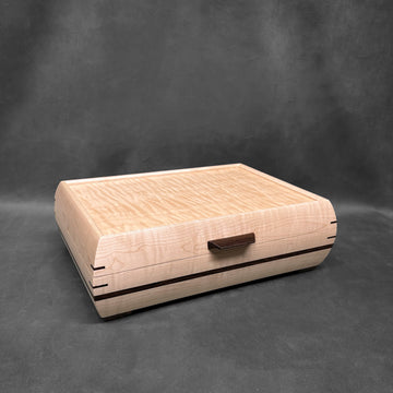 Signature Elegance Jewelry Box Curly Maple with Curly Maple Lid and Wenge Stripe
