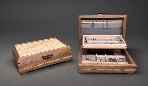Elegance Jewelry Box JB-08 closed and open with lift-out tray
