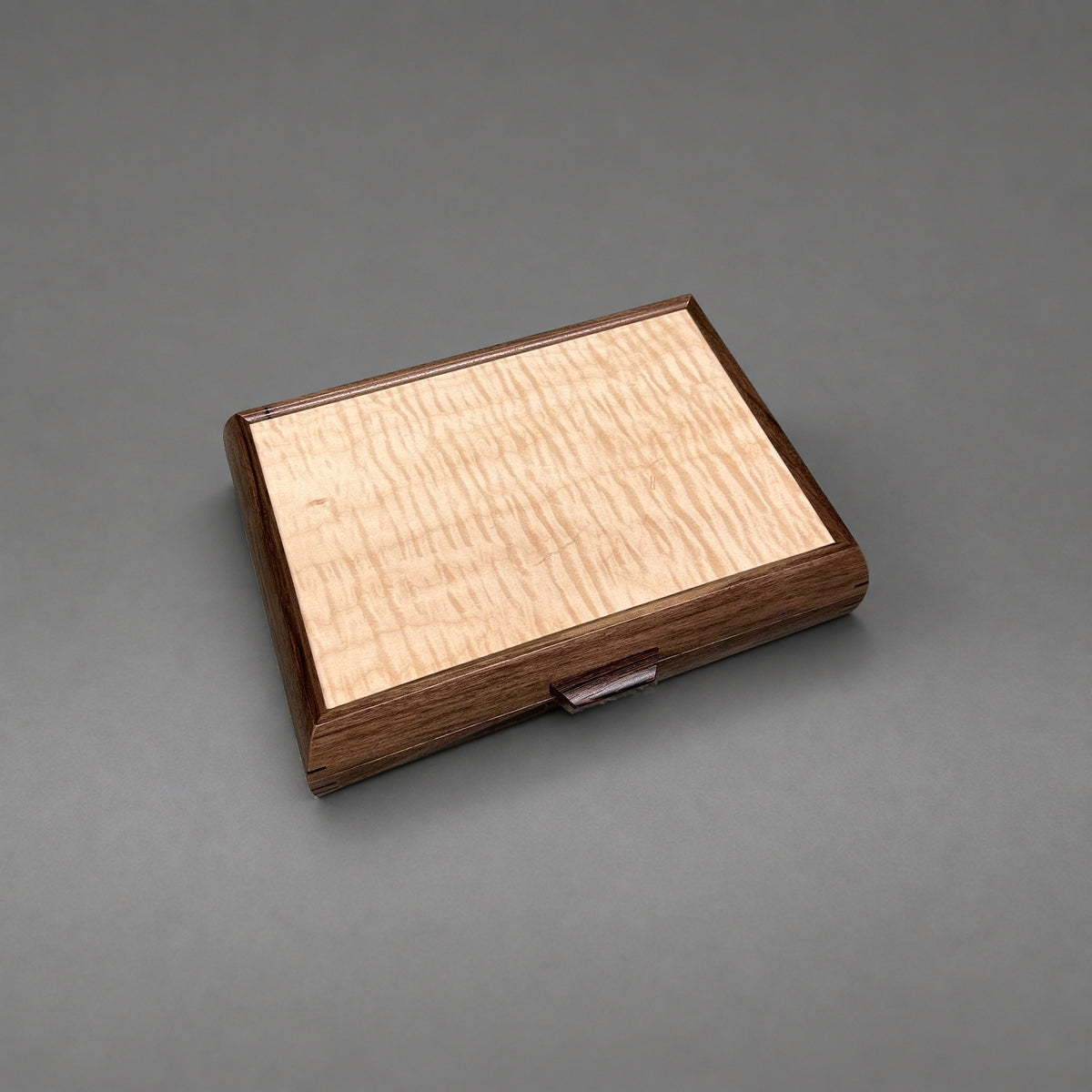 Curly maple lid detail from above