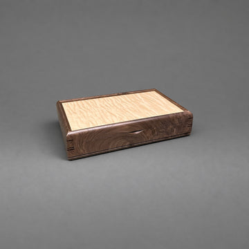 Large Valet Box walnut with curly maple lid, closed