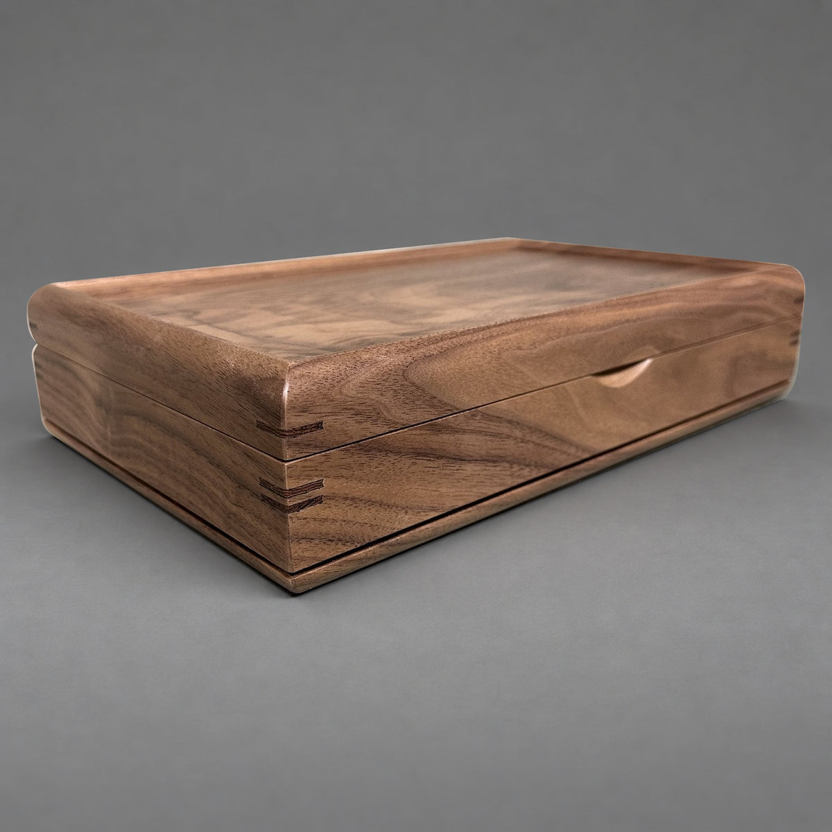 Walnut lid detail from above