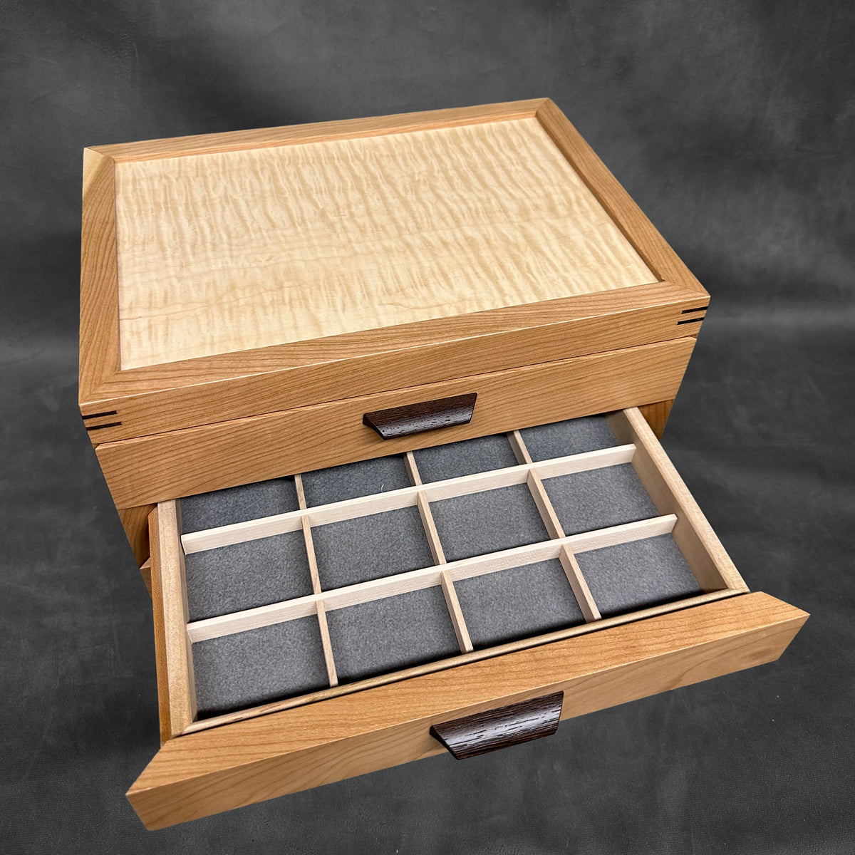 SELECT 5-Drawer Jewelry Chest in Cherry with Curly Maple Lid