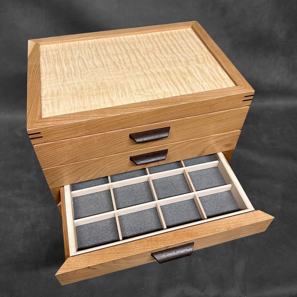 SELECT 5-Drawer Jewelry Chest in Cherry with Curly Maple Lid