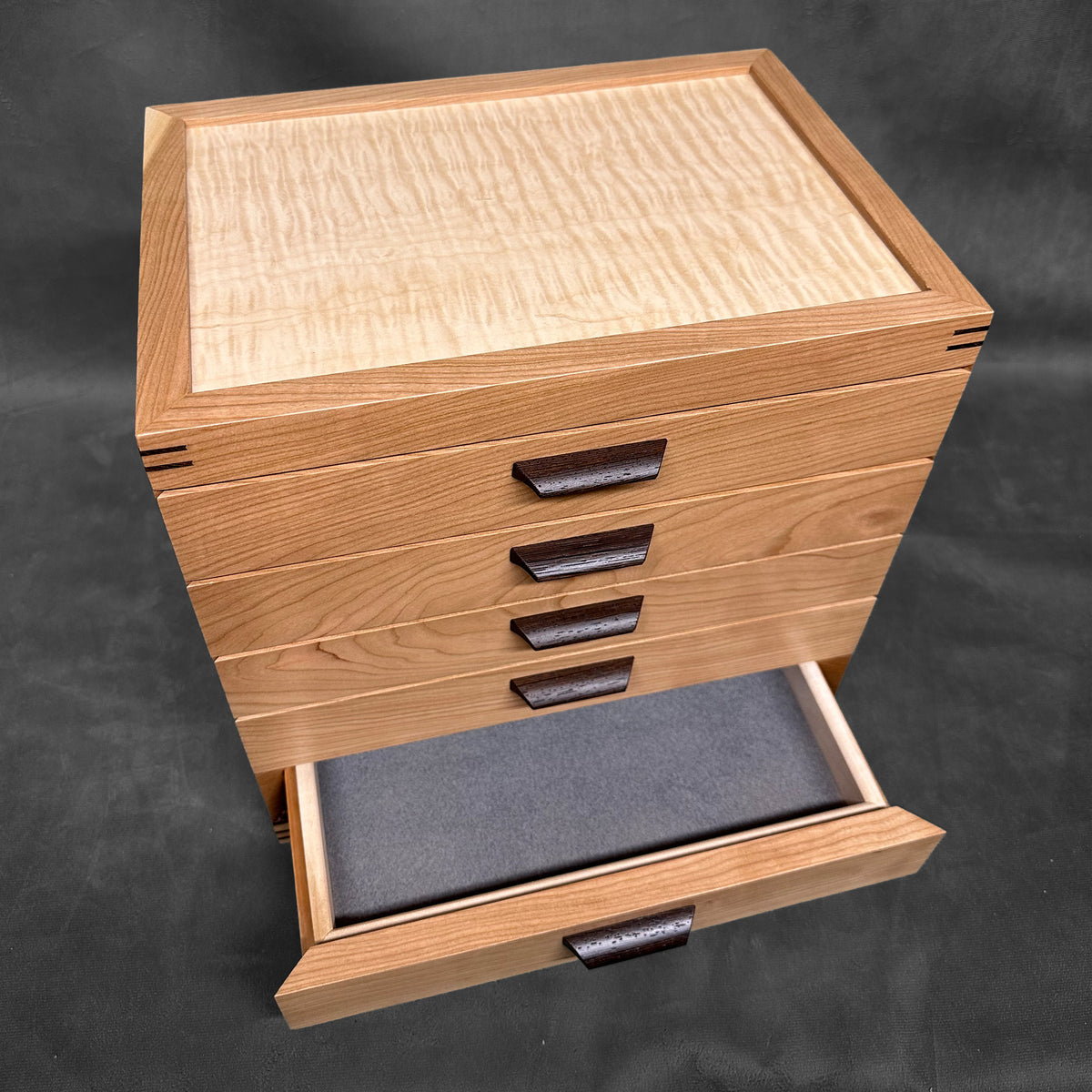 SELECT 5-Drawer Jewelry Chest in Cherry with Curly Maple Lid