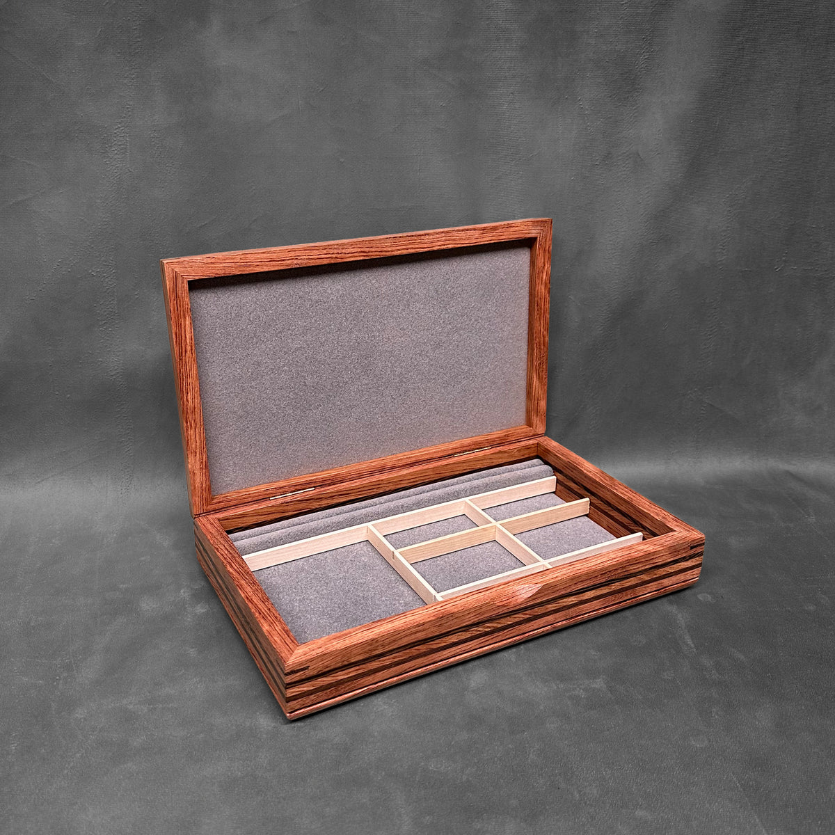 The One — October 2026 · Bubinga with Bubinga Lid Wenge Stripes Valet Box