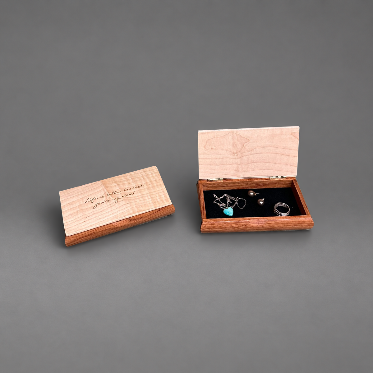Bubinga Possibility Box open and closed pair
