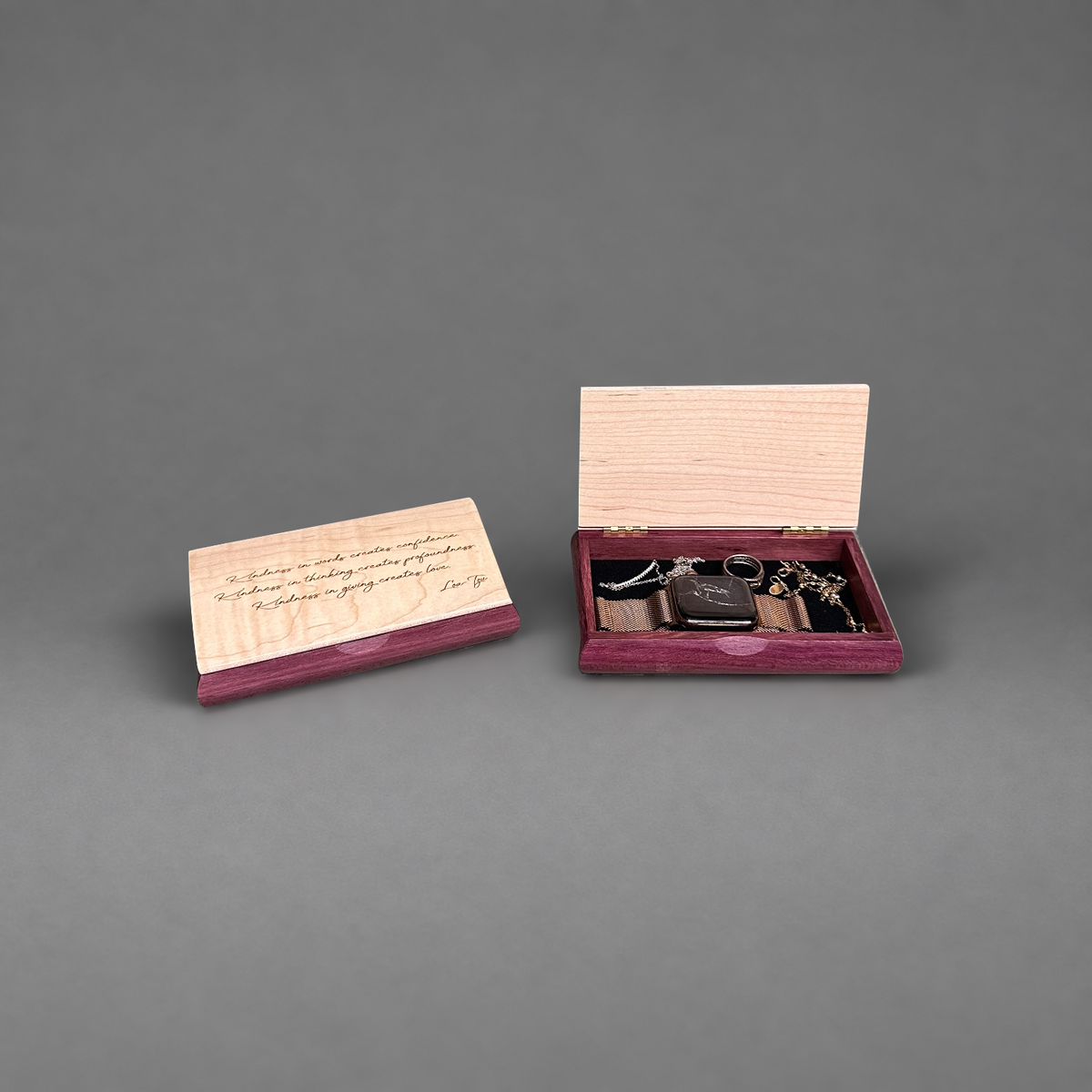 Purpleheart Possibility Box open and closed pair