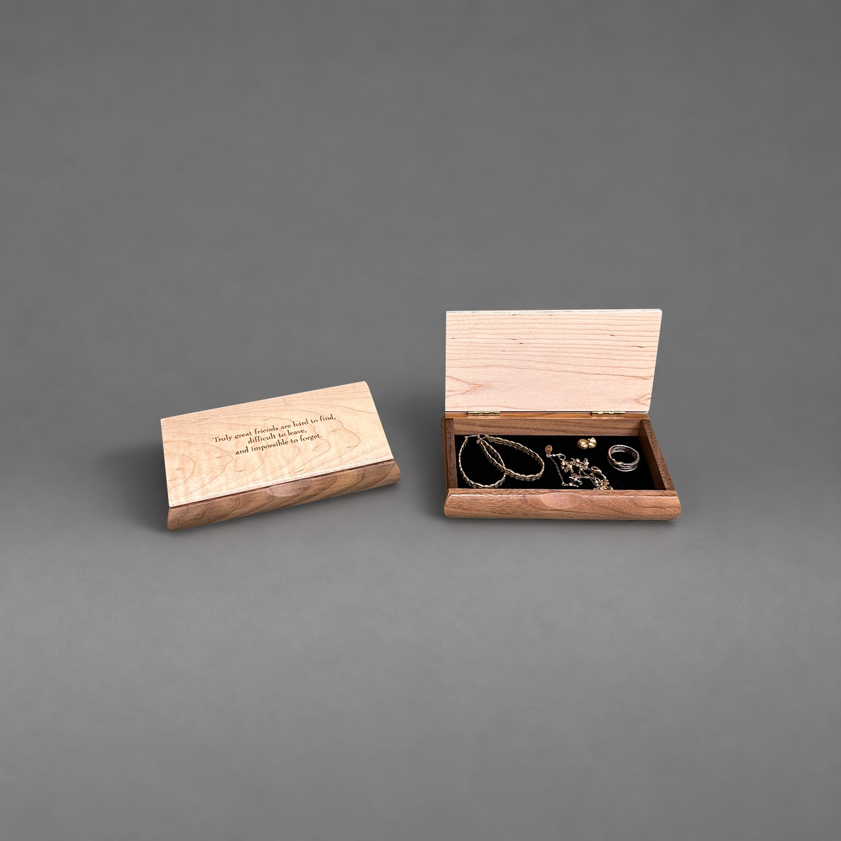 Walnut Possibility Box open and closed pair
