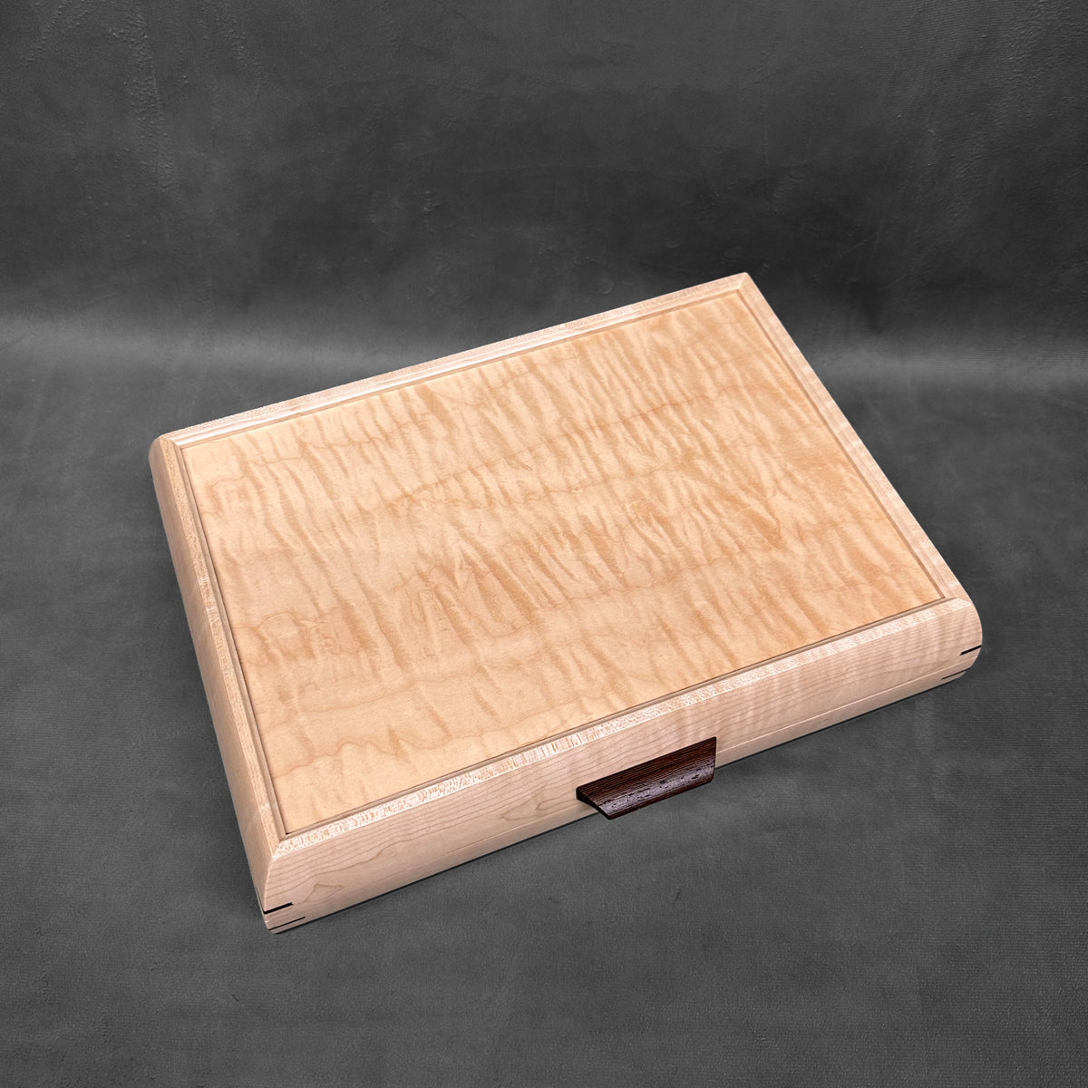 Signature Elegance Jewelry Box Curly Maple with Curly Maple Lid and Wenge Stripe