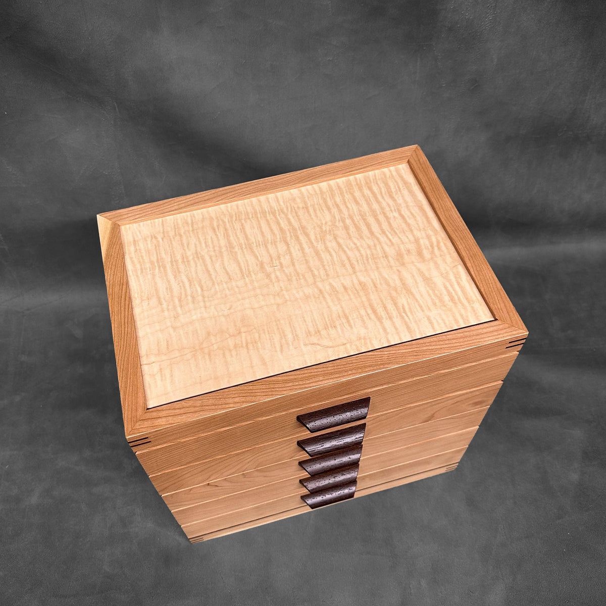 SELECT 5-Drawer Jewelry Chest in Cherry with Curly Maple Lid