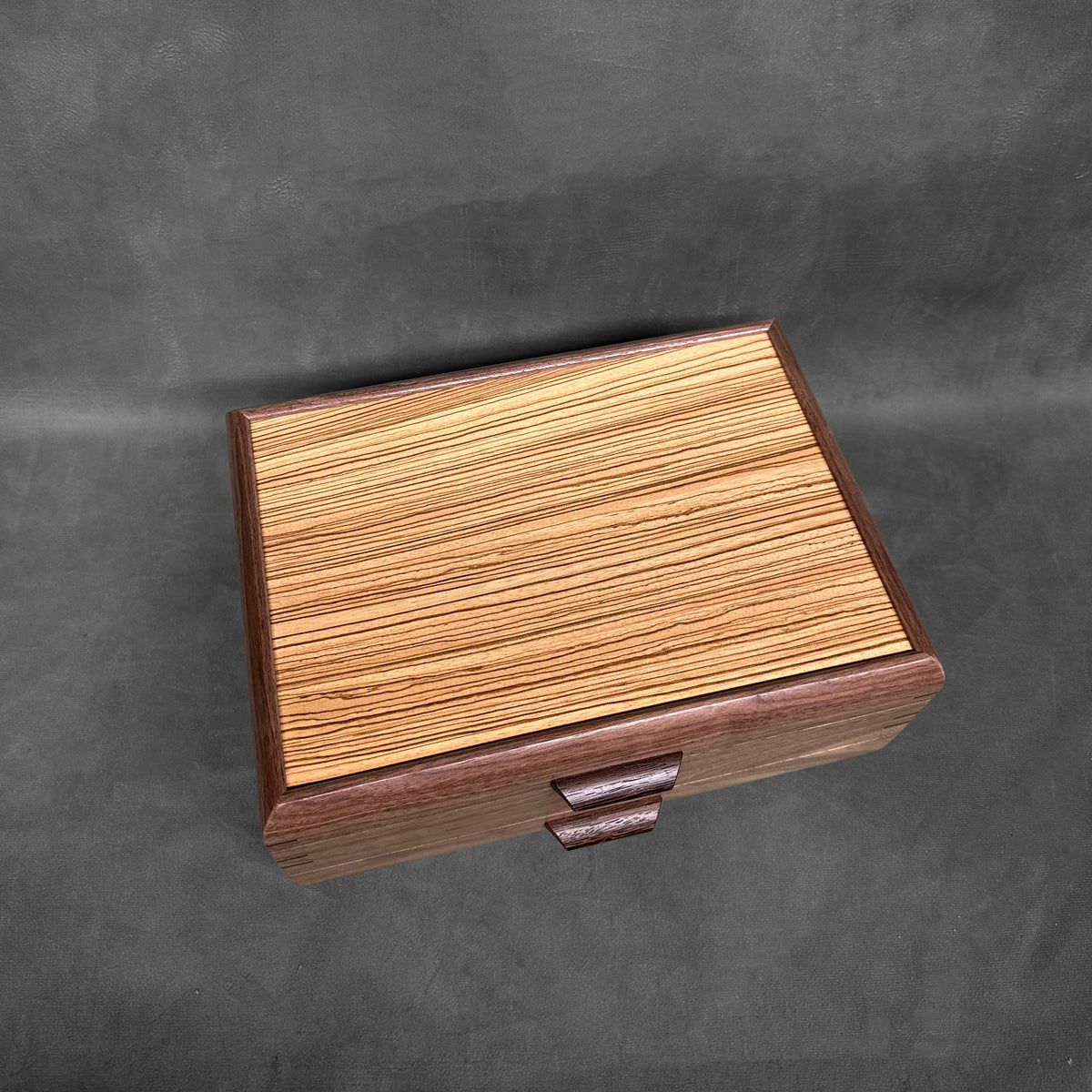 Signature Sophisticated Jewelry Chest Walnut with Zebrawood Lid