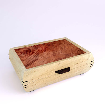 Wooden handmade Elegance Jewelry Box Birdseye Maple Bubinga by Mikutowski Woodworking