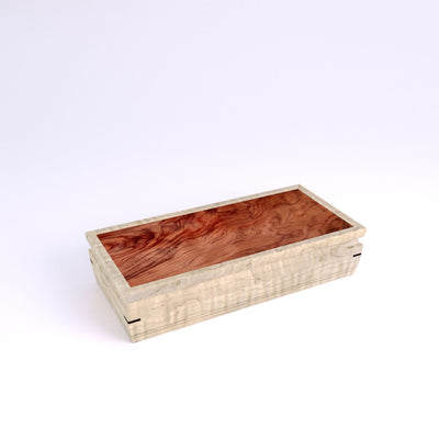 Wooden handmade Sentinel Jewelry Box Curly Maple Bubinga by Mikutowski Woodworking