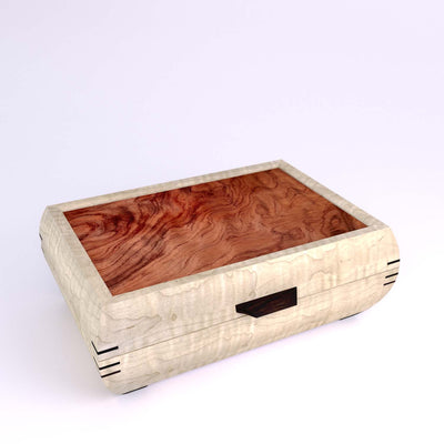 Wooden handmade Elegance Jewelry Box Curly Maple Bubinga by Mikutowski Woodworking