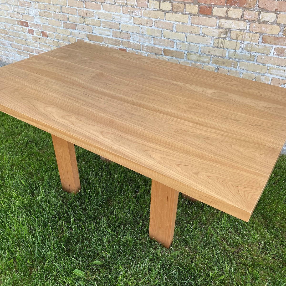 Wooden handmade Farmhouse Dining Table in Natural Cherry Cherry by Mikutowski Woodworking