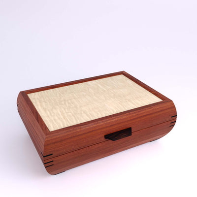 Wooden handmade Elegance Jewelry Box Bubinga Curly Maple by Mikutowski Woodworking