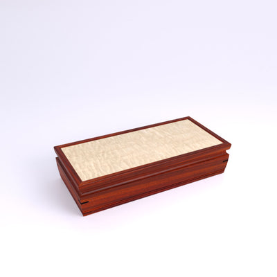 Wooden handmade Sentinel Jewelry Box Padauk Curly Maple by Mikutowski Woodworking