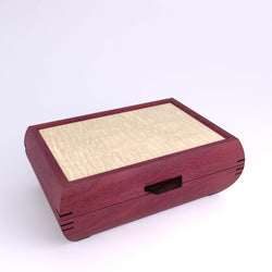 Wooden handmade Elegance Jewelry Box Purpleheart Curly Maple by Mikutowski Woodworking