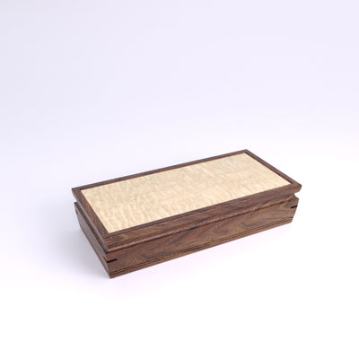 Wooden handmade Sentinel Jewelry Box Walnut Curly Maple by Mikutowski Woodworking