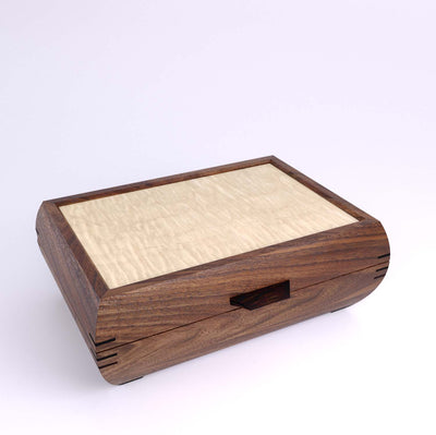 Wooden handmade Elegance Jewelry Box Walnut Curly Maple by Mikutowski Woodworking