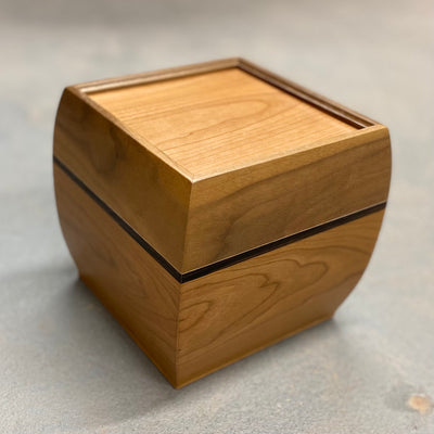Wooden handmade Small Cremation Urn Triple Stripe Cherry Cherry by Mikutowski Woodworking