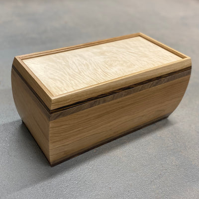 Wooden handmade SELECT Large Cremation Urn in Cherry, Walnut and Wenge with Curly maple Lid Cherry Curly Maple by Mikutowski Woodworking