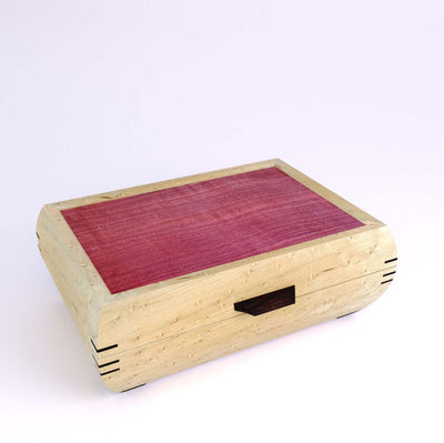 Wooden handmade Elegance Jewelry Box Birdseye Maple Purpleheart by Mikutowski Woodworking