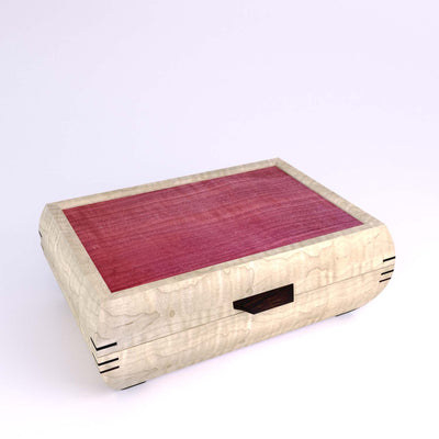 Wooden handmade Elegance Jewelry Box Curly Maple Purpleheart by Mikutowski Woodworking