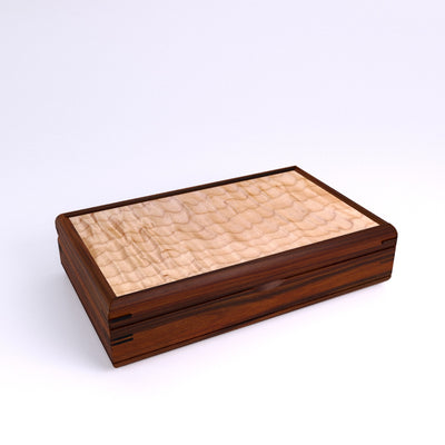 Wooden handmade Large Valet Box Rosewood Quilted Maple by Mikutowski Woodworking