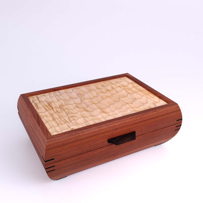 Wooden handmade Elegance Jewelry Box Bubinga Quilted Maple by Mikutowski Woodworking