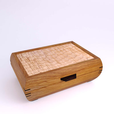 Wooden handmade Elegance Jewelry Box Cherry Quilted Maple by Mikutowski Woodworking