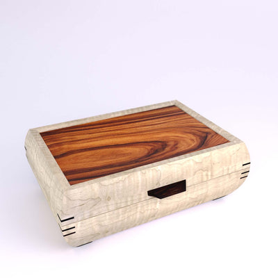 Wooden handmade Elegance Jewelry Box Curly Maple Rosewood by Mikutowski Woodworking