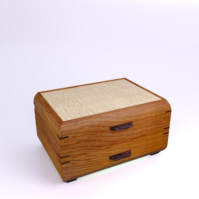 Wooden handmade Sophisticated Jewelry Chest Cherry Curly Maple by Mikutowski Woodworking