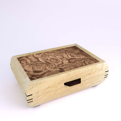 Wooden handmade Elegance Jewelry Box Birdseye Maple Burled Walnut by Mikutowski Woodworking